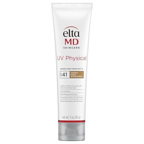 EltaMD UV Physical Tinted Sunscreen SPF for Face, 100% Mineral Active Sunscreen, Transparent Zinc Oxide Finish