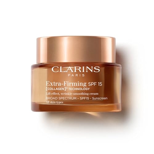 Clarins NEW Extra-Firming Day Moisturizer SPF 15 | Firming Anti Aging Face Cream | Contains Collagen Polypeptide & Niacinamide | UVA/UVB Protection | All Skin Types