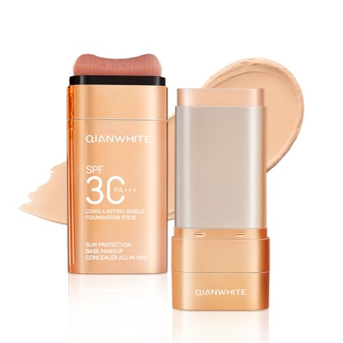 QIANWHITE Mineral Sunscreen Face Sunscreen Stick - Korean Skin Tinted Sunscreen for Face with SPF, Zinc Oxide Face Sunscreen for Women with Titanium Dioxide, Facial Sun Screen Protection (LIGHT SKIN)