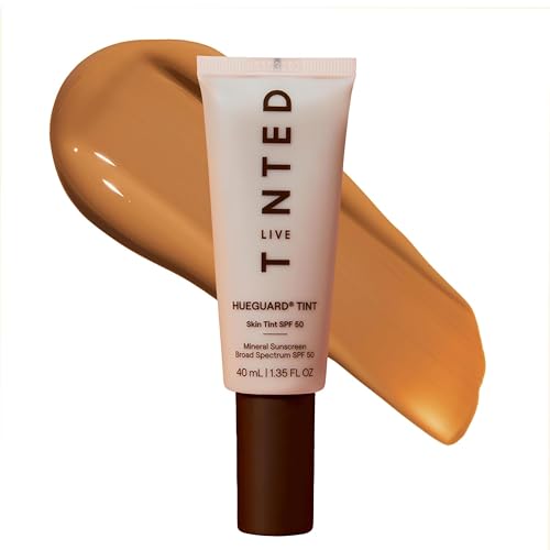 Live Tinted Hueguard Tinted Sunscreen SPF 50 - Mineral Sunscreen for Face, Skin Tint with Buildable Coverage, Dewy Glow Finish, Hydrating, Vegan, Fragrance-Free, Water & Sweat Resistant, Shade 06