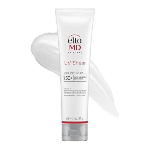 EltaMD UV Sheer Face and Body Sunscreen SPF 50+, No White Cast Sunscreen with Transparent Zinc Oxide and Hyaluronic Acid, Moisturizes and Protects
