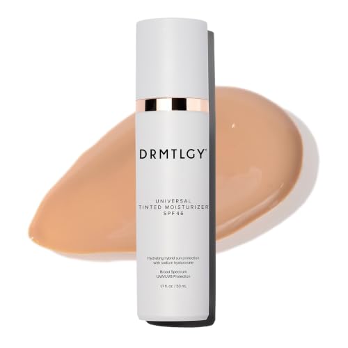 DRMTLGY Universal Tinted Moisturizer SPF 46 – Hydrating Dewy Tinted Sunscreen for Face with Zinc Oxide & Octinoxate – Niacinamide & Hyaluronic Acid – Broad Spectrum Lightweight Daily SPF, 1.7 oz