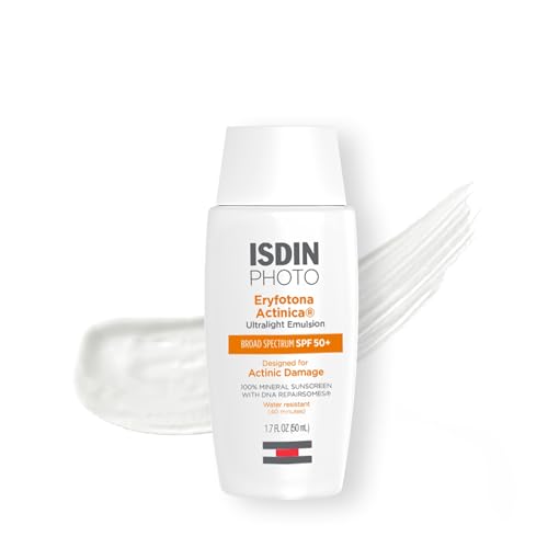 ISDIN Eryfotona Actinica SPF 50+ | Mineral Sunscreen for Face with Zinc Oxide | 100% Mineral UV Filters | No White Cast, Suitable for Sensitive Skin, Dermatologist Recommended