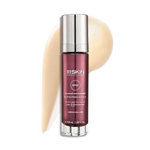 111SKIN Sunscreen SPF 50, Mineral Face and Non Greasy Sunscreen for Daily Use, Broad-Spectrum UVA/UVB and Blue Light Protection, Niacinamide and Polyglutamic Acid, 50 ml