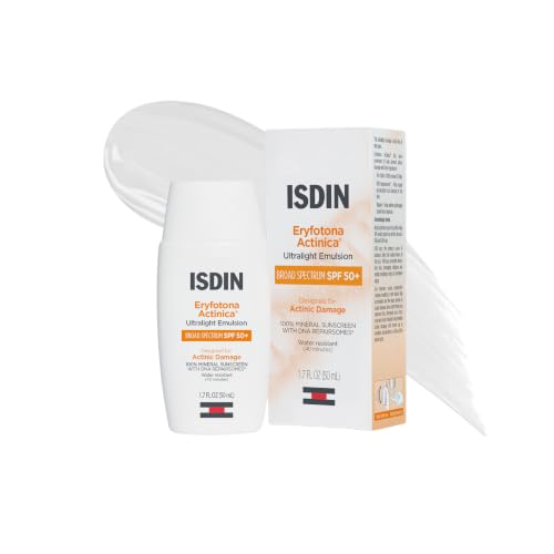 ISDIN Eryfotona Actinica SPF 50+ | Mineral Sunscreen for Face with Zinc Oxide | 100% Mineral UV Filters | No White Cast, Suitable for Sensitive Skin, Dermatologist Recommended
