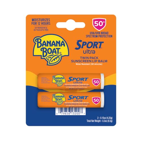 Banana Boat Sport Lip Sunscreen SPF 50, 0.15 oz (2 Pack)