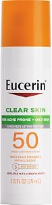 Eucerin Sun Clear Skin Face Sunscreen Lotion SPF 50 for Acne Prone and Oily Skin, Lightwei
