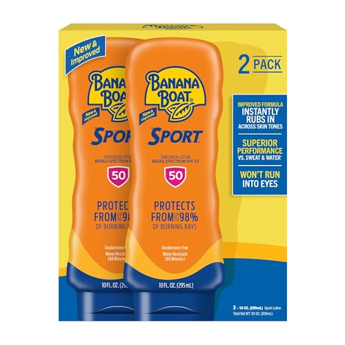 Banana Boat Sport Sunscreen Lotion, SPF 50, 10 Oz Each, Twin Pack