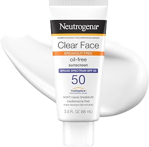 Neutrogena Clear Face Sunscreen Lotion SPF 50 for Acne-Prone Skin Broad Spectrum UVA UVB P