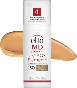 EltaMD UV AOX Elements Tinted Face Sunscreen, SPF 50, 100% Tinted Mineral Sunscreen for Se