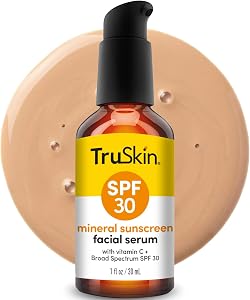 TruSkin Sunscreen Serum for Face - SPF 30 Universal Tinted Mineral Sunscreen Face Serum wi