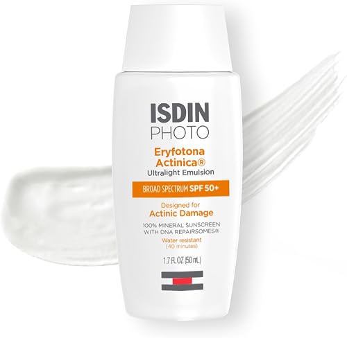 ISDIN Eryfotona Actinica SPF 50+ | Mineral Sunscreen for Face with Zinc Oxide | 100% Mineral UV Filters | No White Cast, Suitable for Sensitive Skin, Dermatologist Recommended