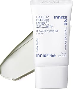 innisfree Daily Mineral UV Defense SPF 45 | Tinted Korean Sunscreen with Zinc Oxide for Re